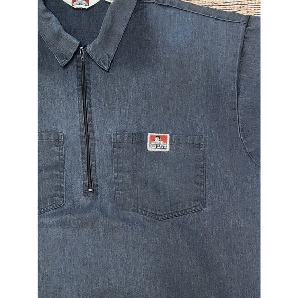 Ben Davis Work Shirt Men's Size XL 1/2 Zip Charcoal Gray, Collard, Short Sleeve - Picture 4 of 5